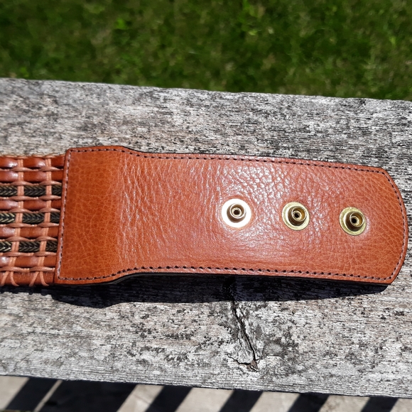 Streets Ahead Woven Leather & Brass Wide Belt S main image 5